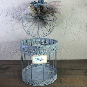 None Accents - Gray & blue rustic wedding wishes birdcage None Accents - Gray & blue rustic wedding wishes birdcage